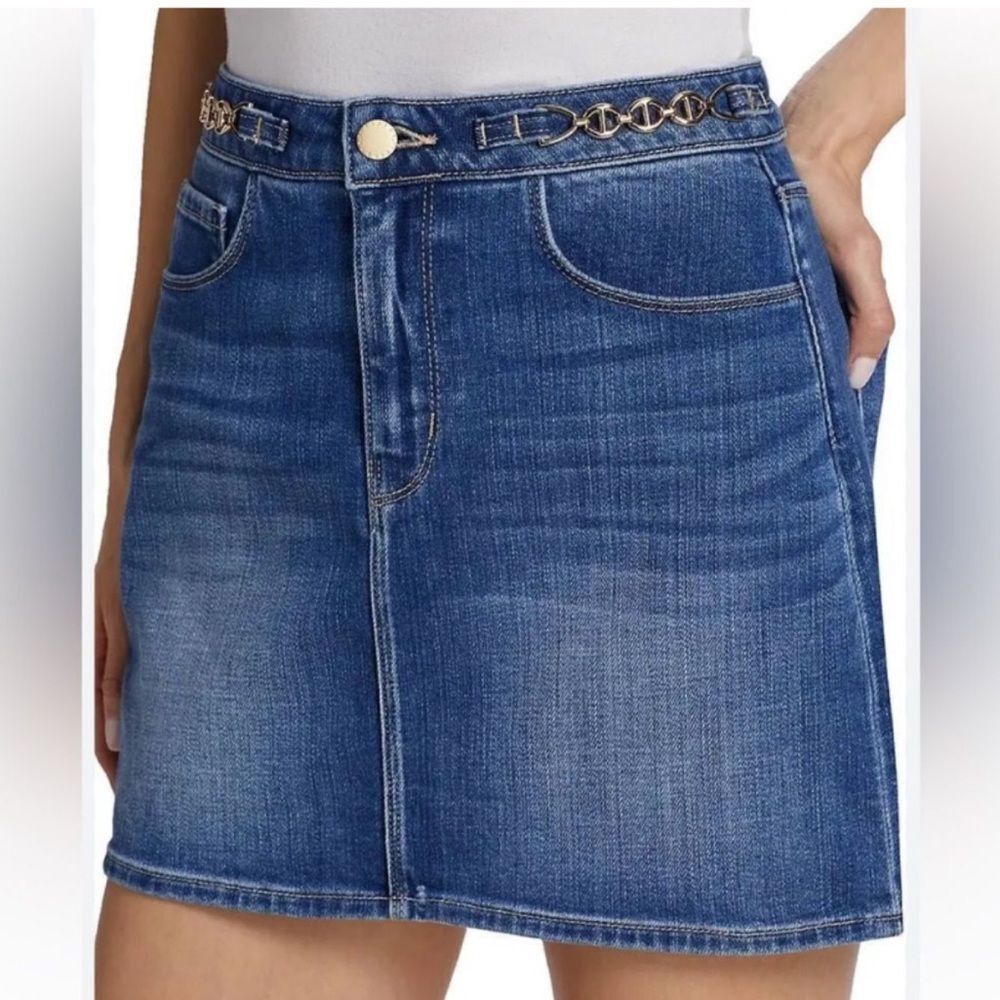 L'AGENCE Blue Jean mini skirt with chain detailing, size 28